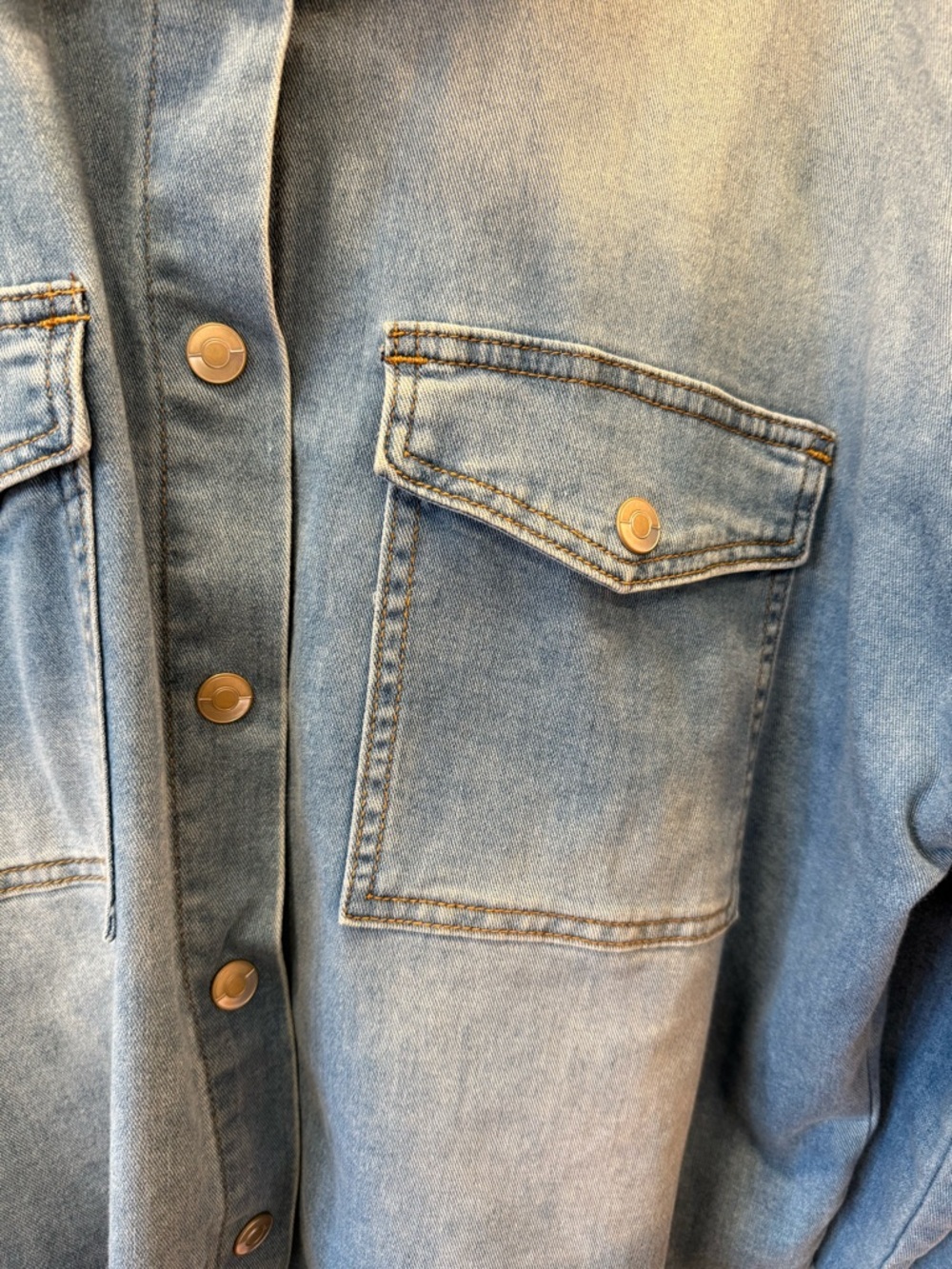 Tribal Light Blue Denim Jean Jacket with Chest Pockets - Picture 4 of 5